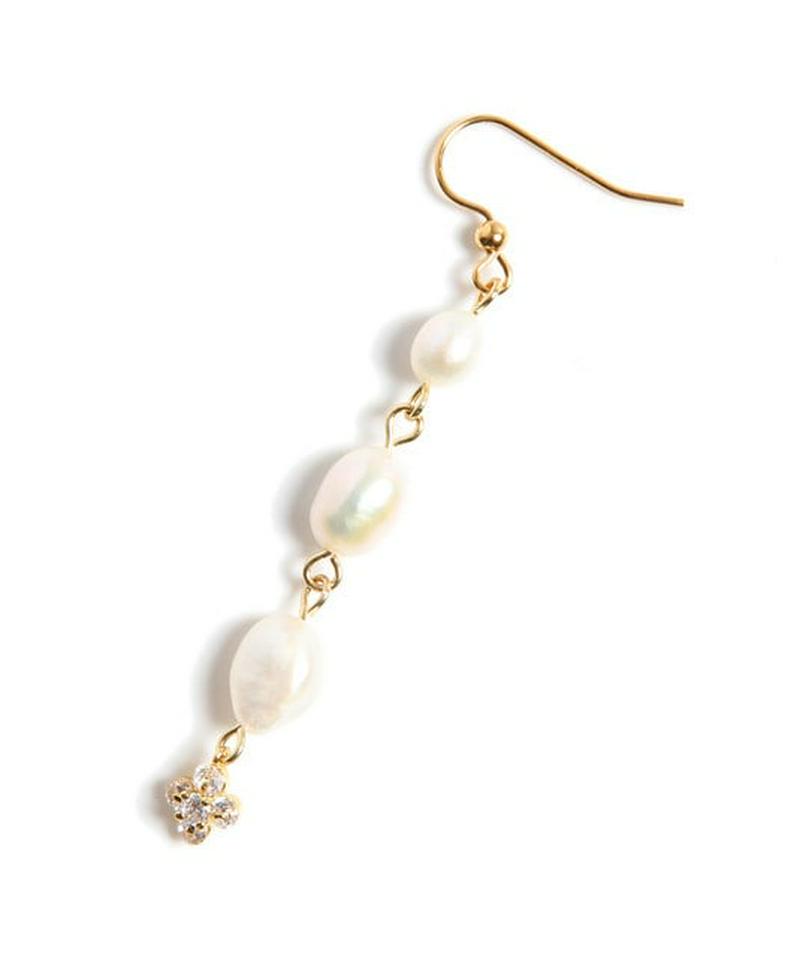 K14GF 淡水パール ガラスフラワーピアス