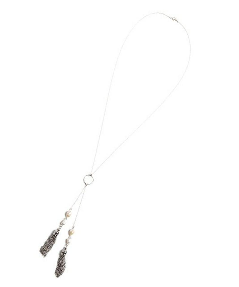 シルバー925 淡水パール タッセルロングネックレス