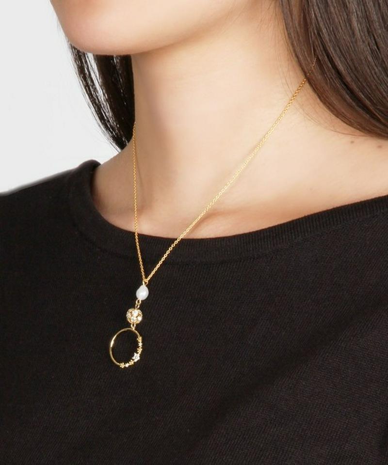 K14GF 淡水パール ロンデルフラワーリングネックレス