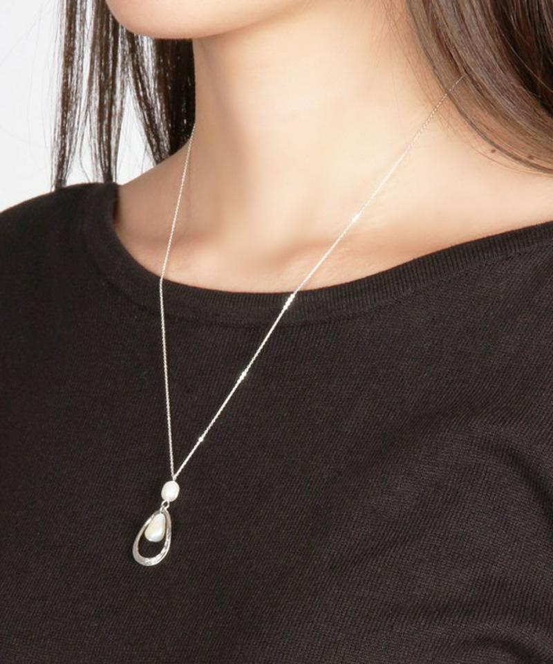 シルバー925 淡水パール リングネックレス