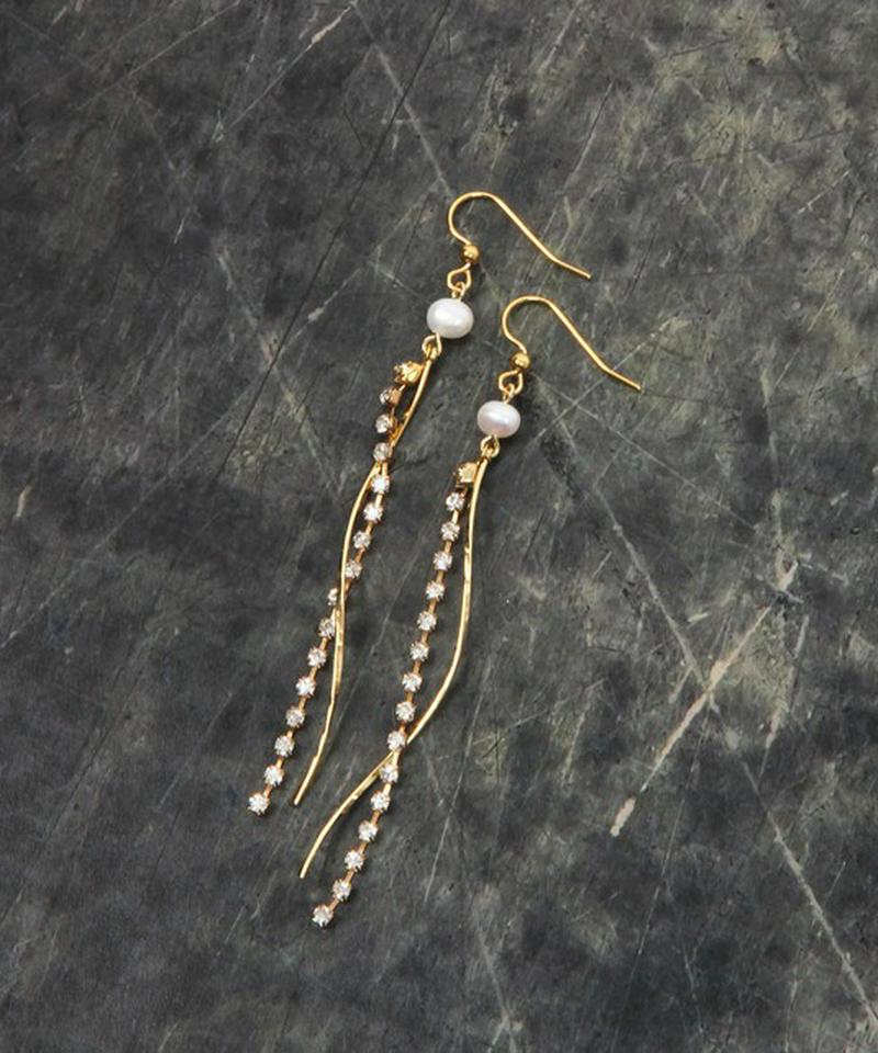 K14GF 淡水パール チェーンバーピアス