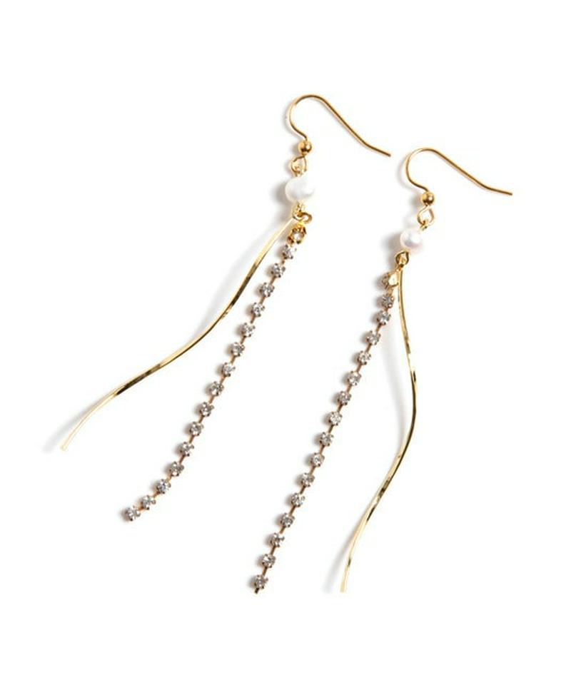 K14GF 淡水パール チェーンバーピアス