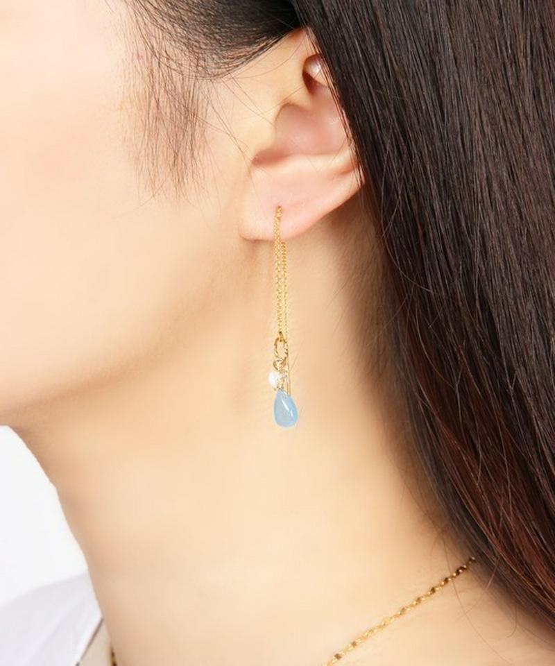 K14GFブルージェイド アメリカンピアス