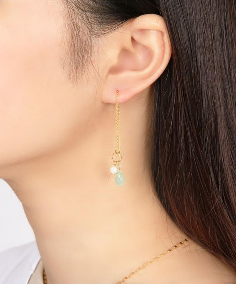 K14GFグリーンジェイド アメリカンピアス