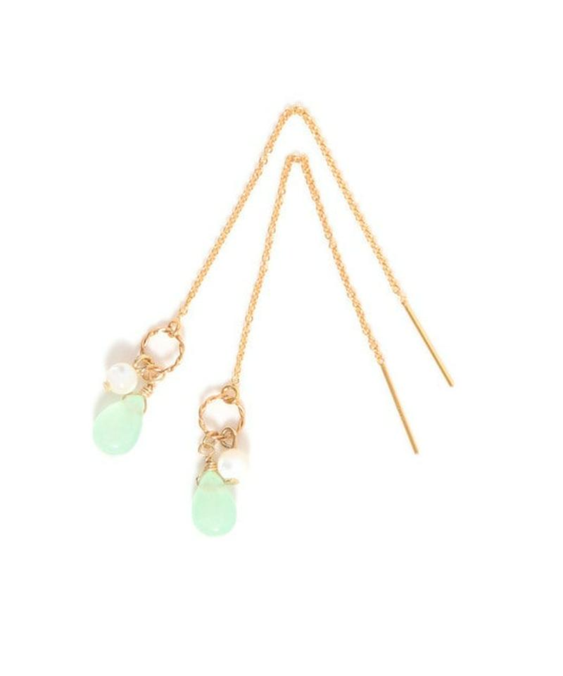 K14GFグリーンジェイド アメリカンピアス