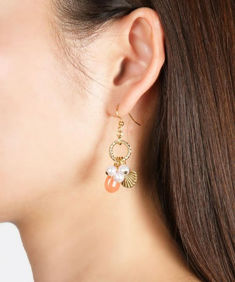 K14GF コーラルジェイド×マリンパールピアス