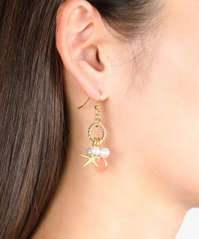 K14GF コーラルジェイド×マリンパールピアス