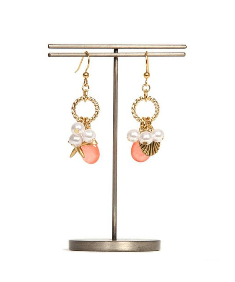 K14GF コーラルジェイド×マリンパールピアス