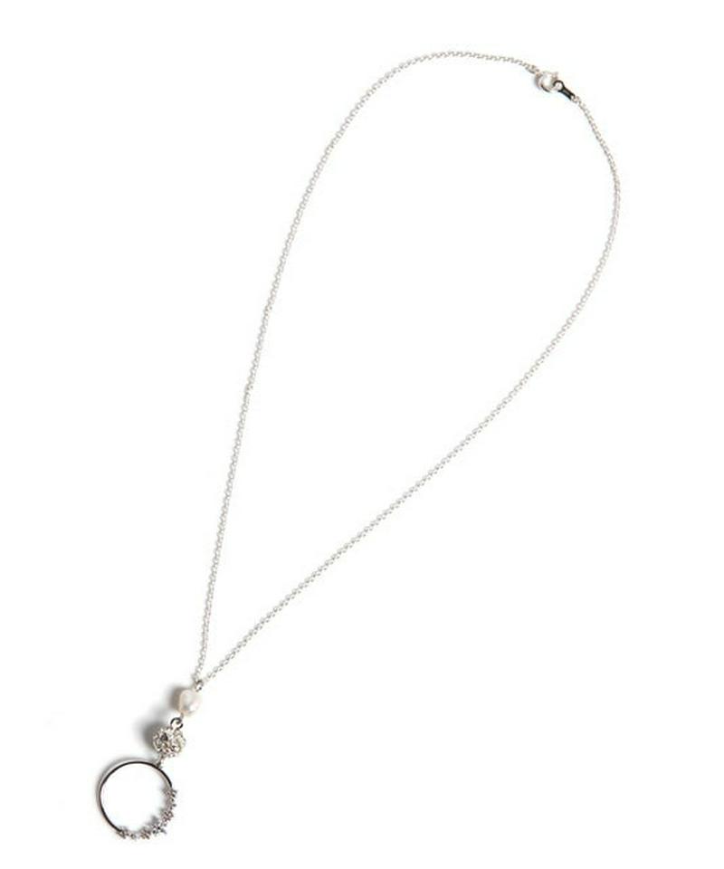 シルバー925 淡水パール ロンデルフラワーリングネックレス