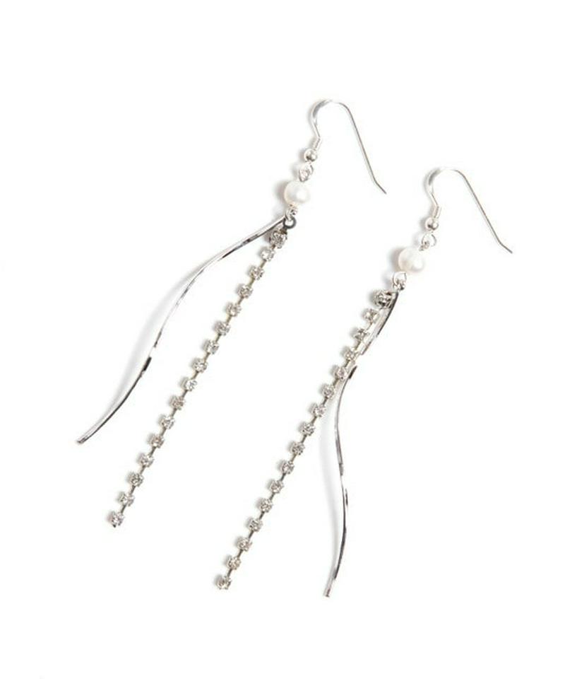 シルバー925 淡水パール チェーンバーピアス