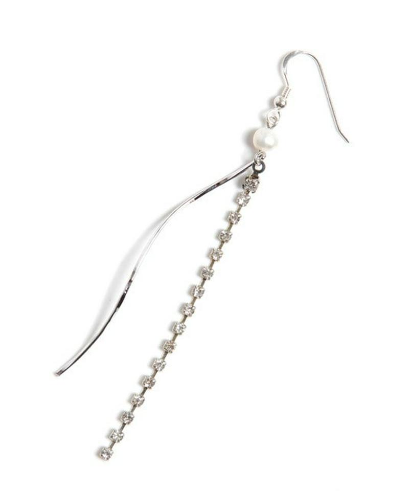 シルバー925 淡水パール チェーンバーピアス