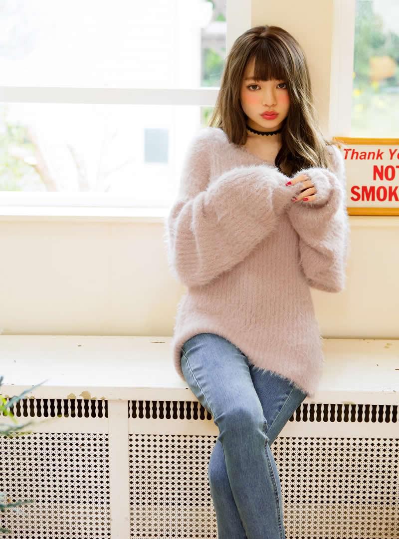 ロングスリーブシャギールーズニット