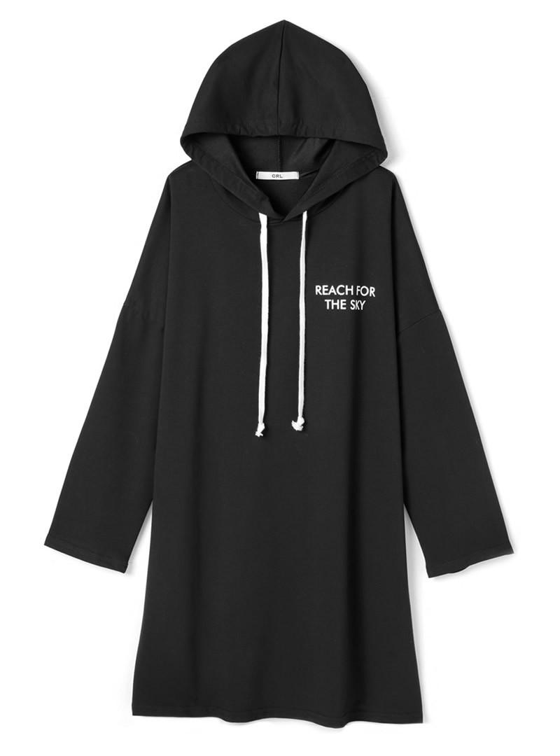 バックロゴプリントBIGパーカーワンピース