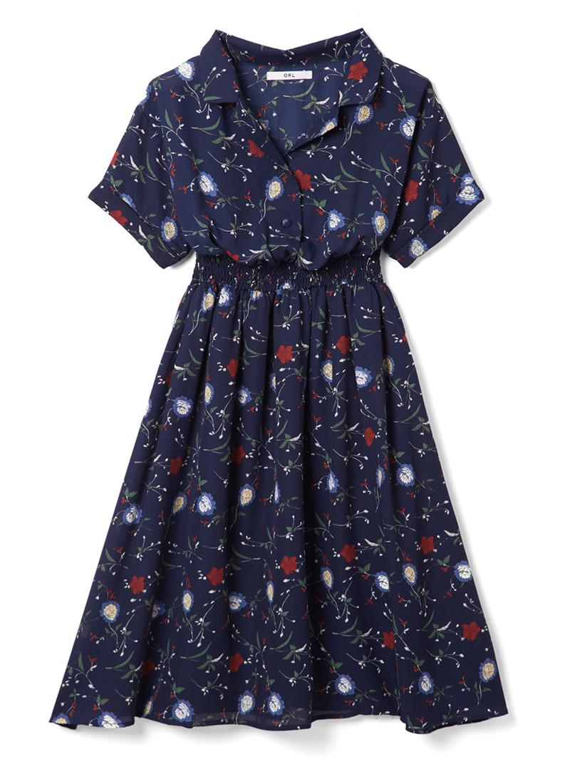 花柄シャツワンピース
