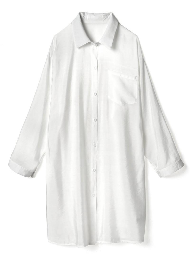 胸ポケットガーゼロングシアーシャツ