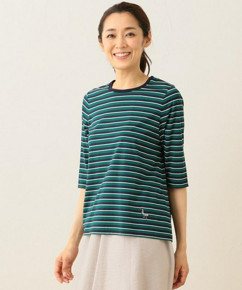 【洗える！】バスクボーダー Tシャツ（6分袖）