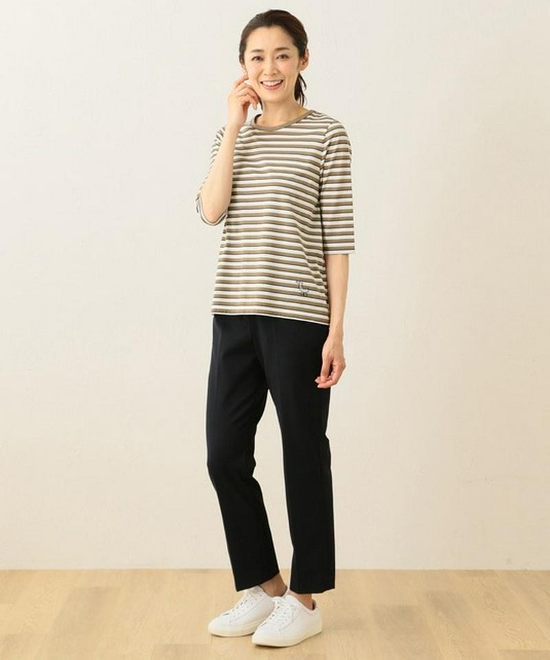 【洗える！】バスクボーダー Tシャツ（6分袖）