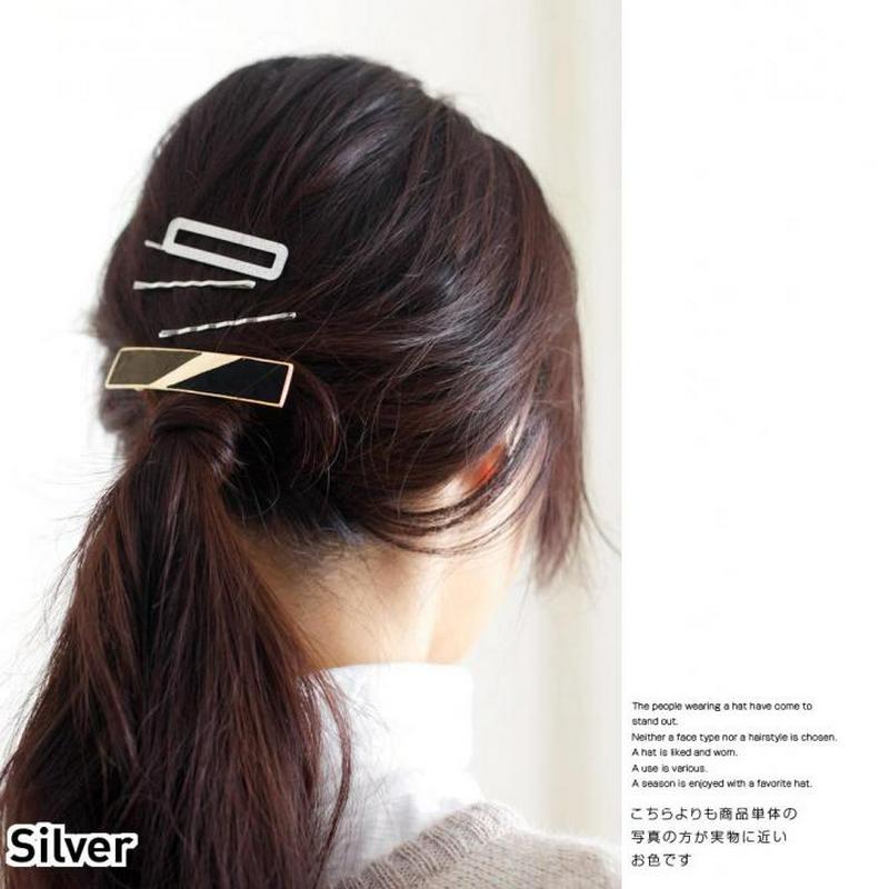 試着/アクセサリー/スエード生地バレッタとフレームヘアピンの4Pパッケージセット/レディース メール便OK