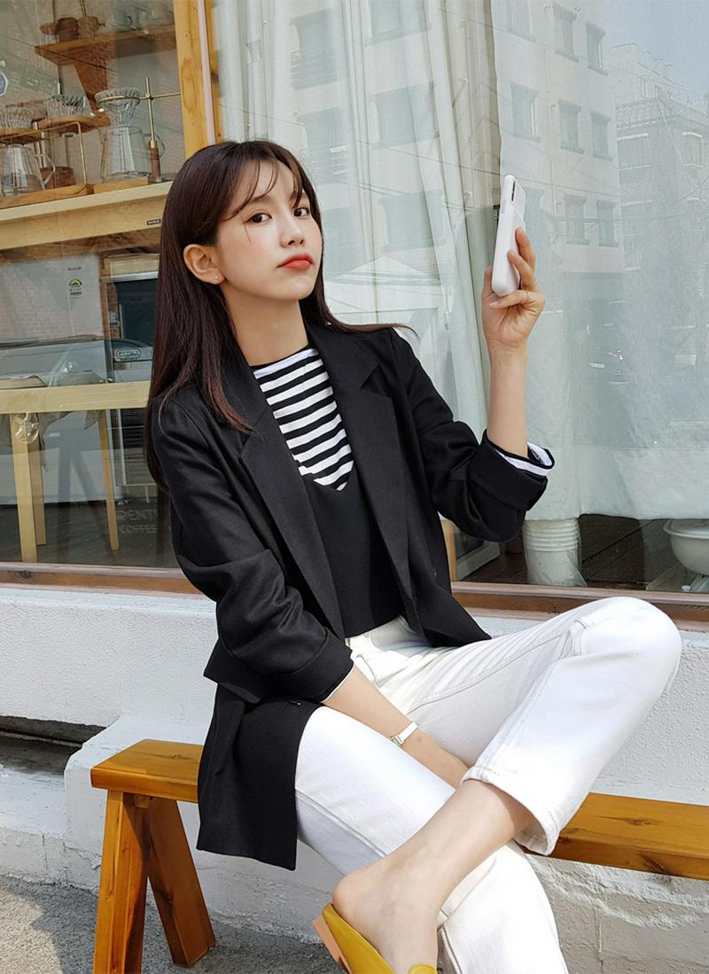 リネン混ダブルジャケット・全4色