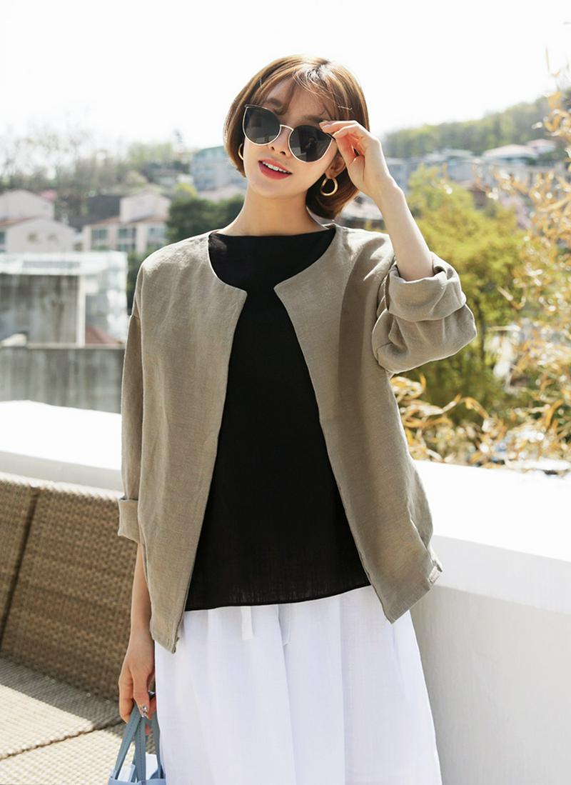 タックヘムリネンオープンジャケット・全4色