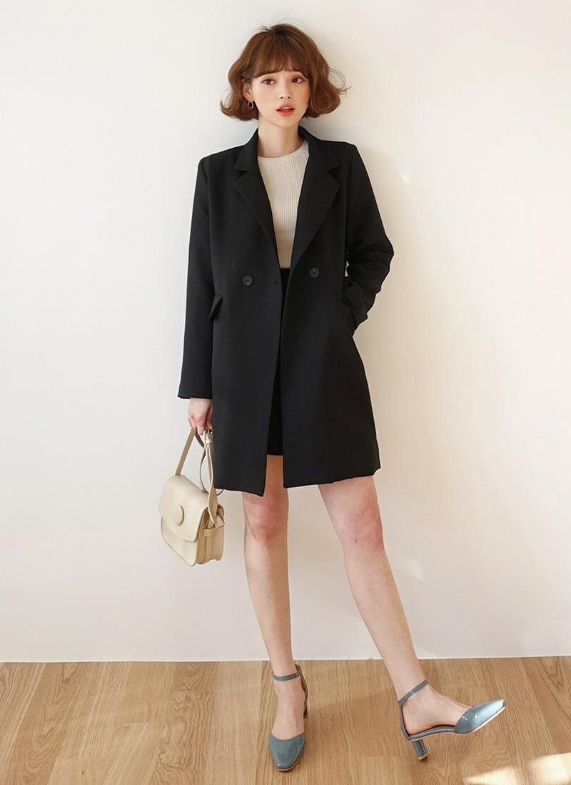 ≪人気商品再入荷≫ダブルボタンミディジャケット・全4色・t52247 レディース【jk】 アウター ジャケット ダブルジャケット ミディ丈 無地 カジュアル シンプル ベーシック 大人 オフィスカジュアル 春