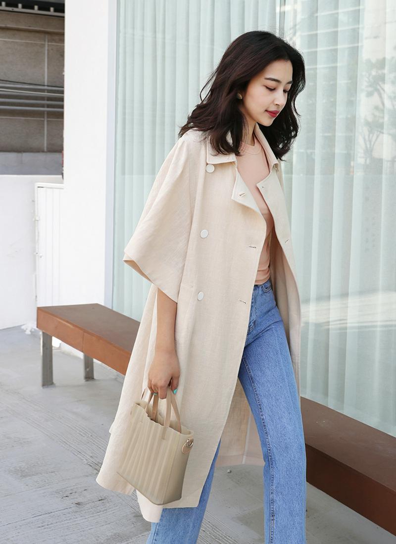 ハーフスリーブダブルボタンロングジャケット・全3色