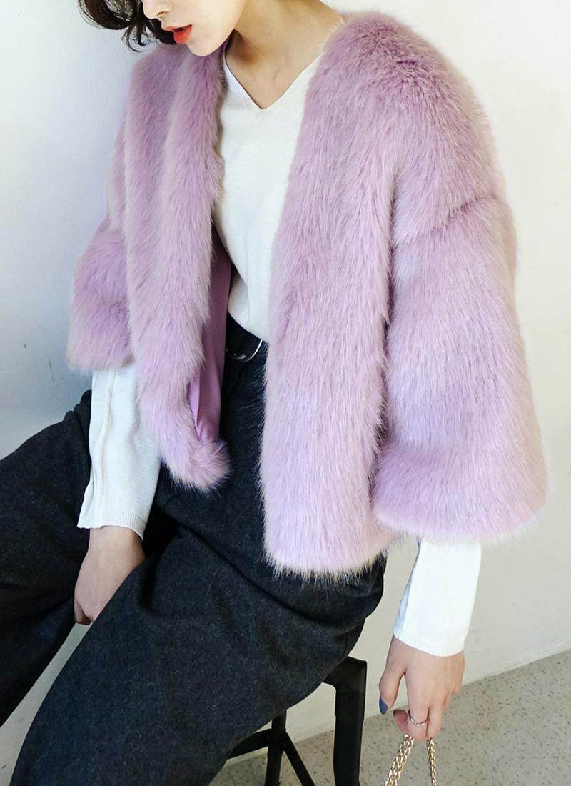 クロップドオープンフェイクファージャケット・全3色