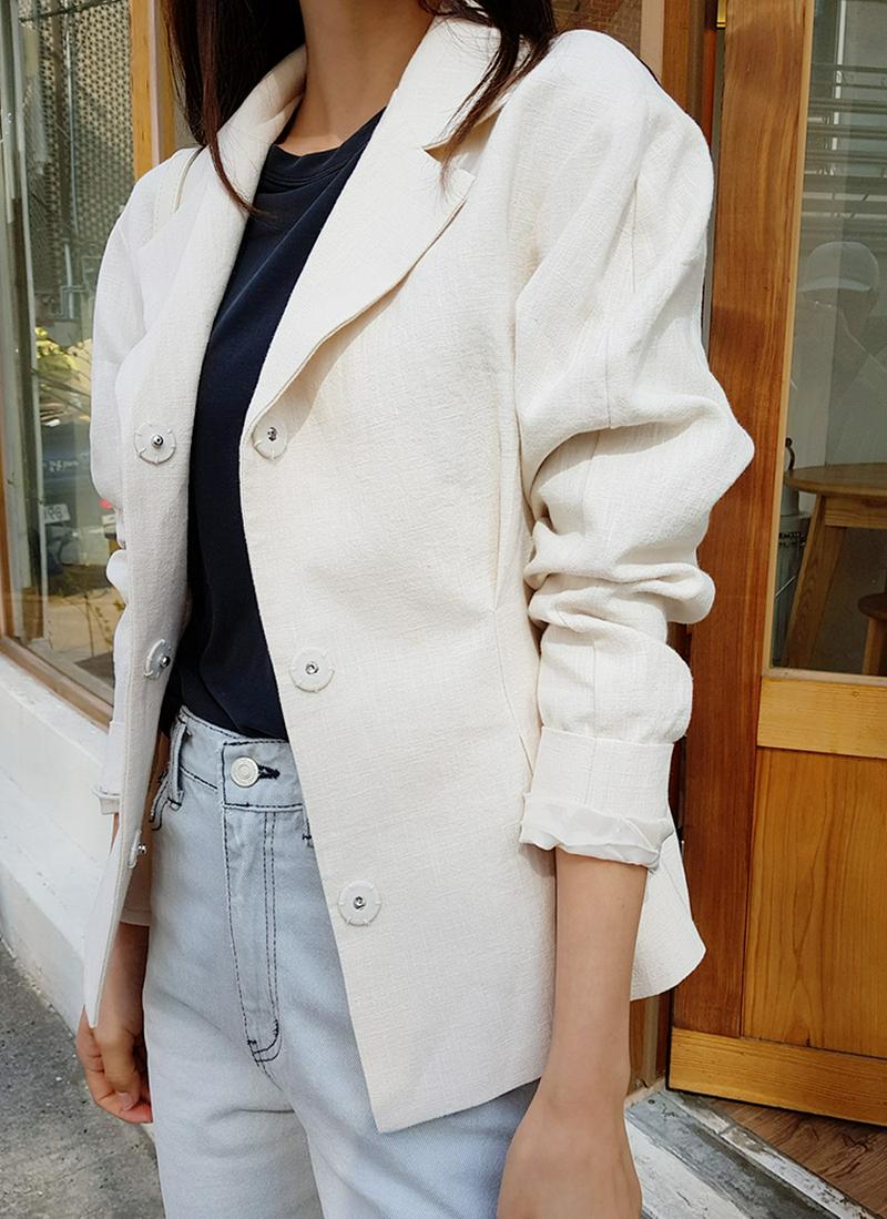 ベルトSETパフスリーブリネンジャケット・全3色