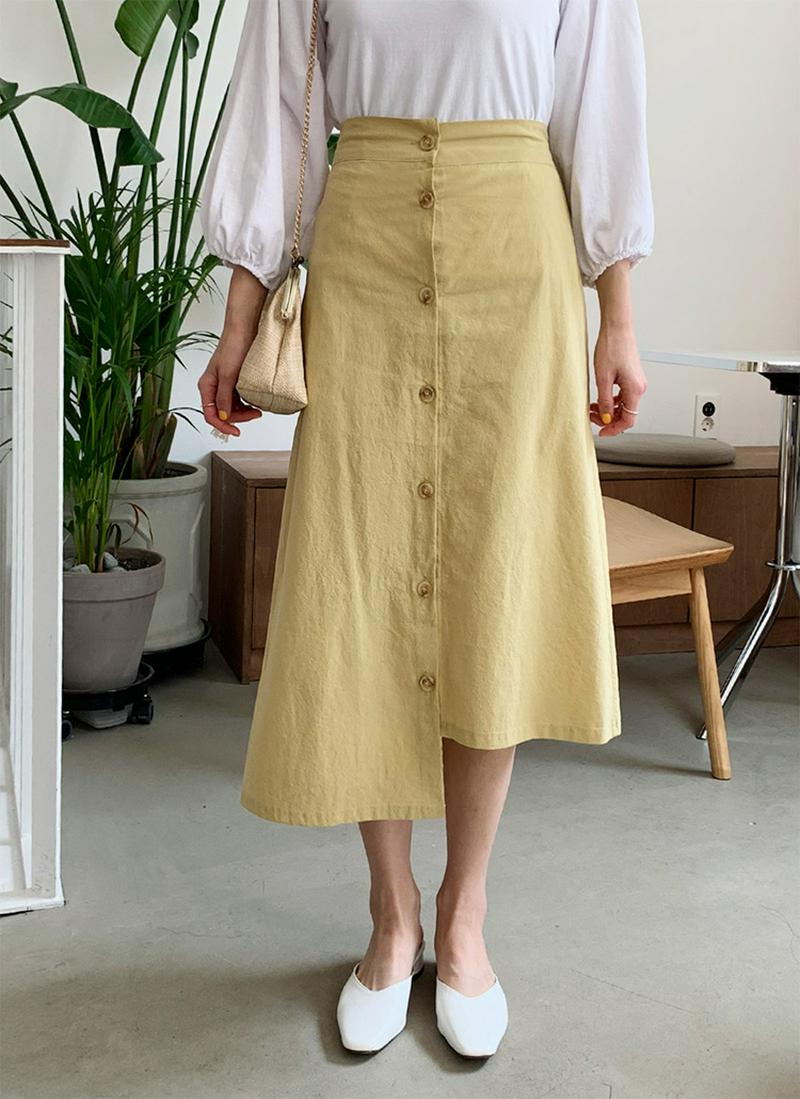 アシンメトリーボタンスカート・全3色