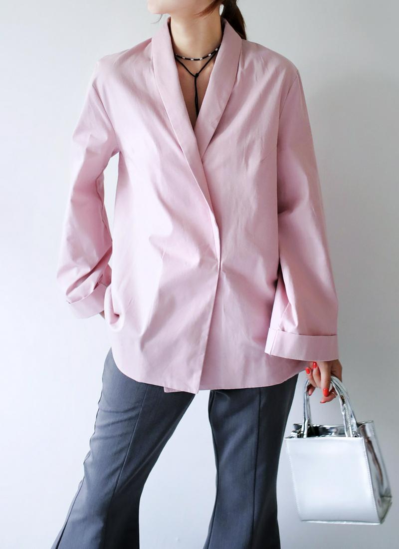 ロールアップワイドスリーブブラウスジャケット・全3色 b45603 レディース【jk】 韓国 ファッション トップス ブラウス 長袖 ジャケット ブラウスジャケット ワイドスリーブ フレアスリーブ 袖コンシャス 無地 シンプル 大人 Vネック ハイホリHIHOLLI