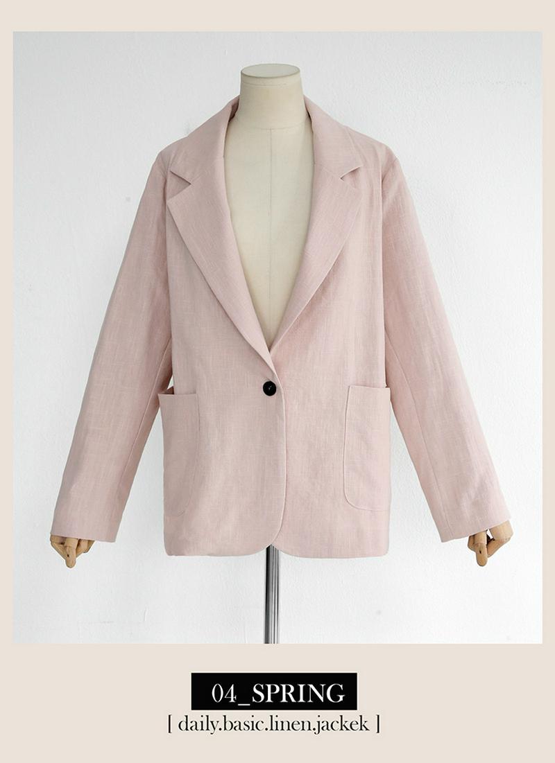 サイドポケットワンボタンリネンジャケット・全4色