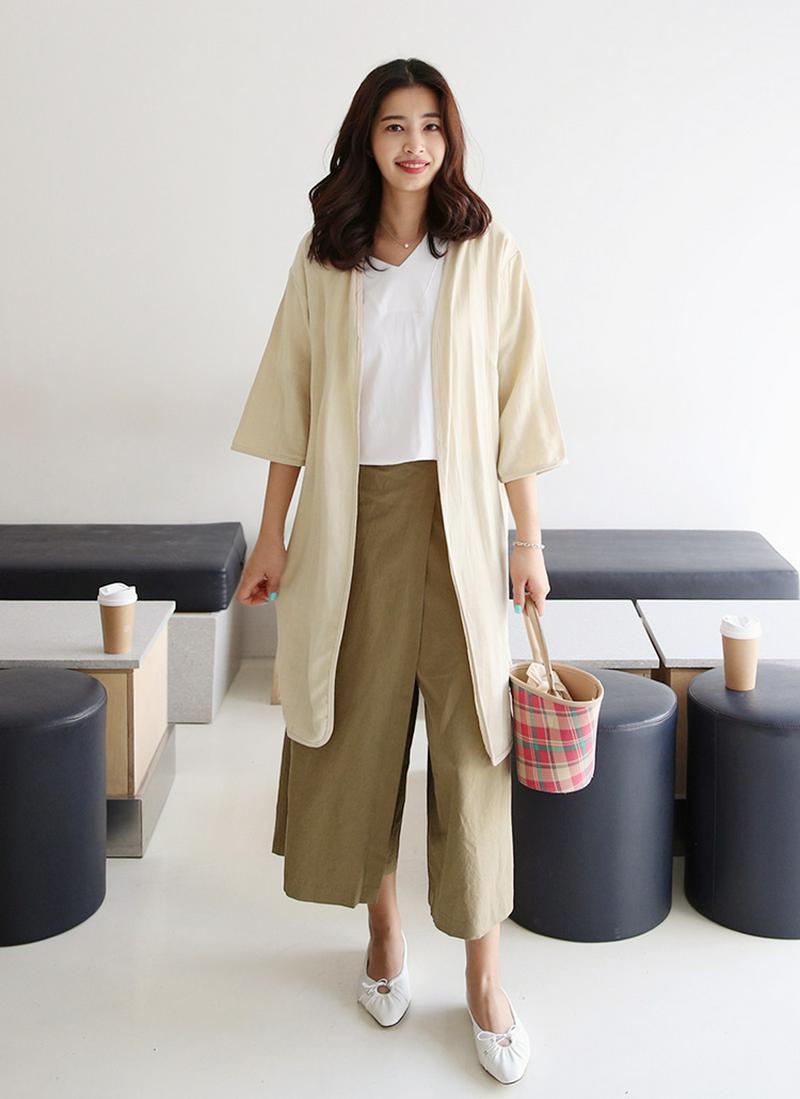 リネン混スリットオープンジャケット・全3色