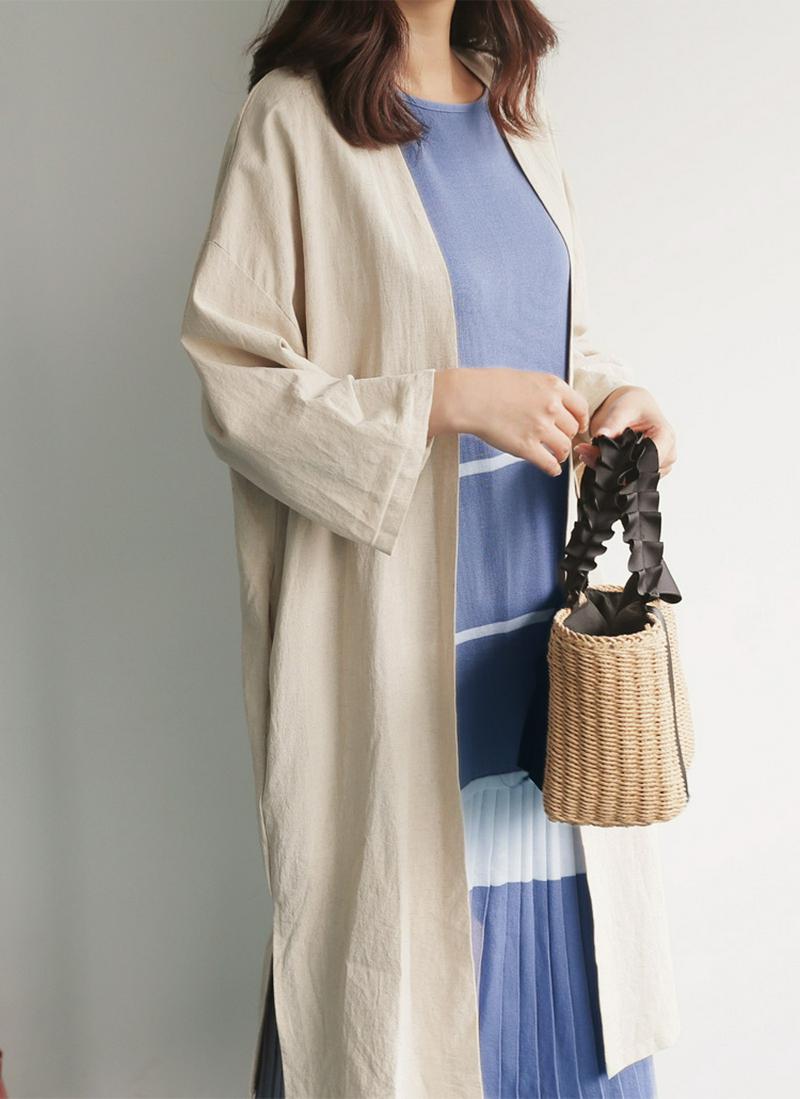リネン混スリットオーバージャケット・全3色