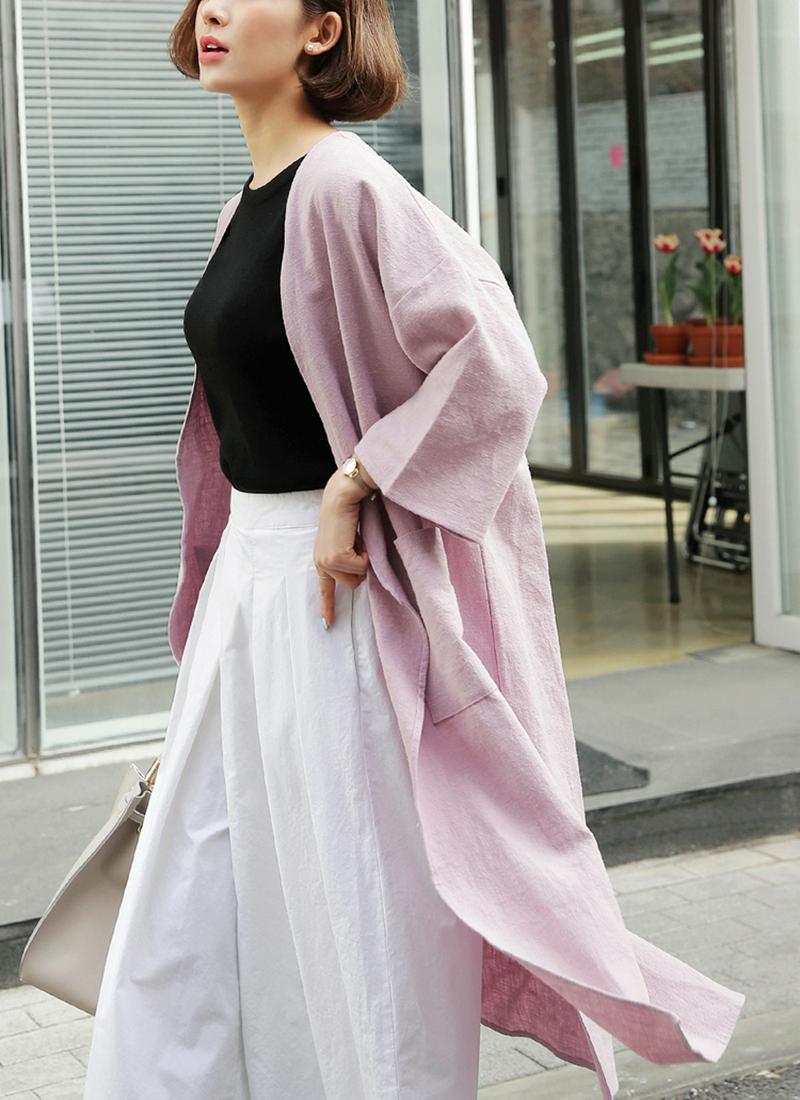 ≪人気商品再入荷≫リネン混ツインポケットオープンジャケット・全7色 b52023 レディース【jk】 韓国ファッション 人気 ガウン サマージャケット 無地 シンプル ベーシック ナチュラル ピンク ゆったり リネン ジャケット 春 ハイホリHIHOLLI