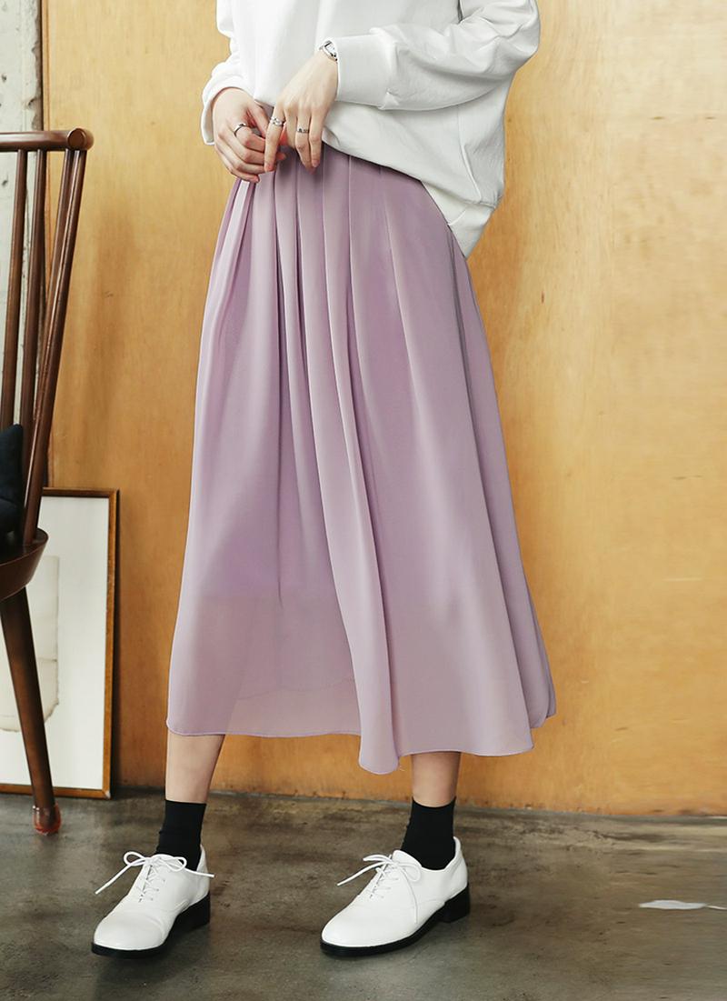 ≪人気商品再入荷≫ウエストゴムプリーツシフォンミモレスカート・全4色 b47254 レディース【sk】 スカート ロングスカート ロング丈 ミモレ丈 ミモレスカート プリーツ プリーツスカート フレア シフォン ウエストゴム くすみ 人気 春夏