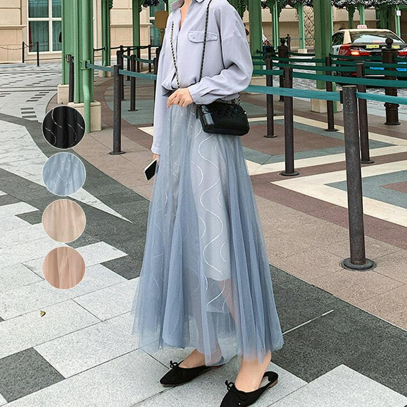 スカート ロング レディース 春物 マキシ丈 ロングスカート ボトムス 楽ちん おしゃれ 可愛い ブラック メール便 2019春