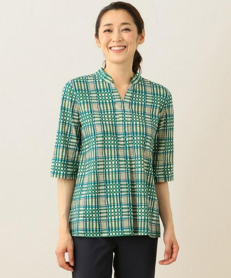 【洗える】フリーハンドチェック カットソー