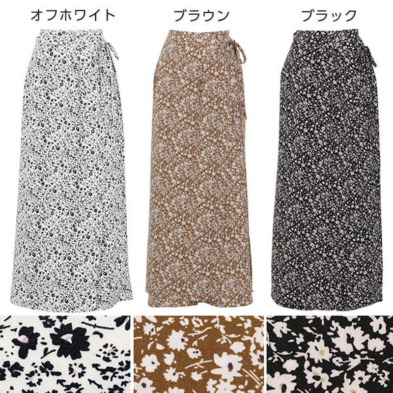 ［近藤千尋さんコラボ］[ボトムス2点セット] ラップスカート + ワイドパンツ セット レディース ボトム 2SET 夏 コラボアイテム 花柄 スカンツ スカーチョ スカート ロング ロングスカート きれいめ 大人カジュアル [M2492] 夏服