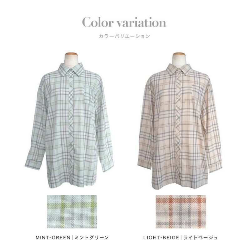 【ネコポス送料無料】【即納】 バック フォトプリント チェック柄 シャツ ( 4357 ) | レディース トップス ブラウス 春 春夏 ロング チュニック ロングシャツ 長袖 羽織り チェック チェックシャツ フォトプリントシャツ プリントシャツ コットン 綿100 ゆったり ゆる