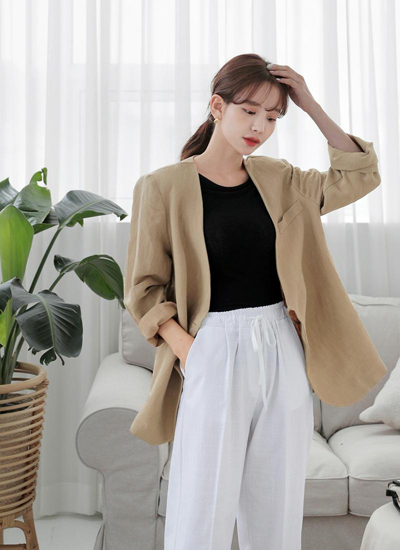 サイドタイノーカラージャケット・全2色