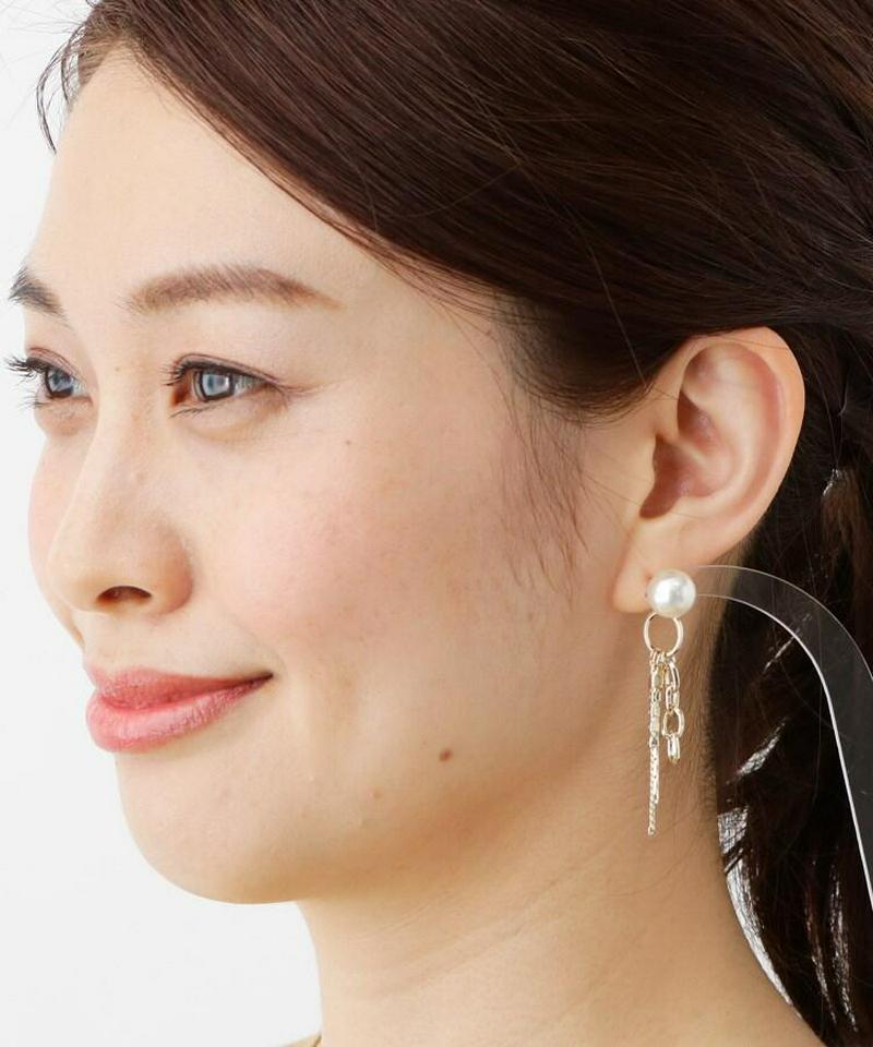 2WAY　パール調チェーンピアス