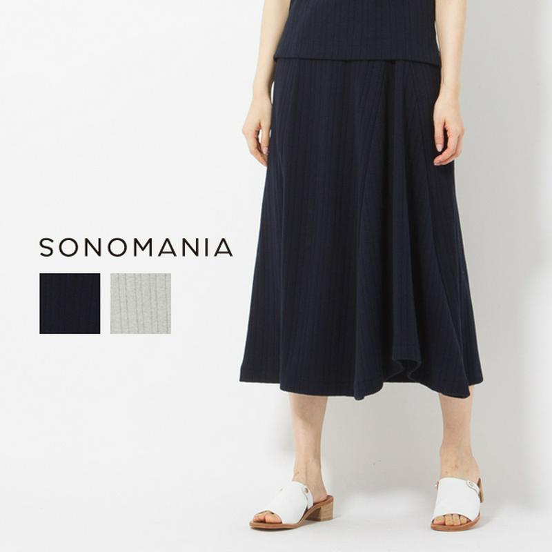 ミディ丈リブニットスカート 送料無料 スカート ニットスカート ミディ丈 リブ 綿100% 春夏