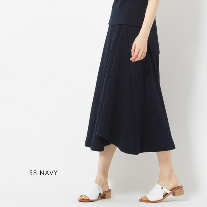 ミディ丈リブニットスカート 送料無料 スカート ニットスカート ミディ丈 リブ 綿100% 春夏