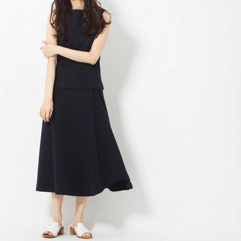 ミディ丈リブニットスカート 送料無料 スカート ニットスカート ミディ丈 リブ 綿100% 春夏