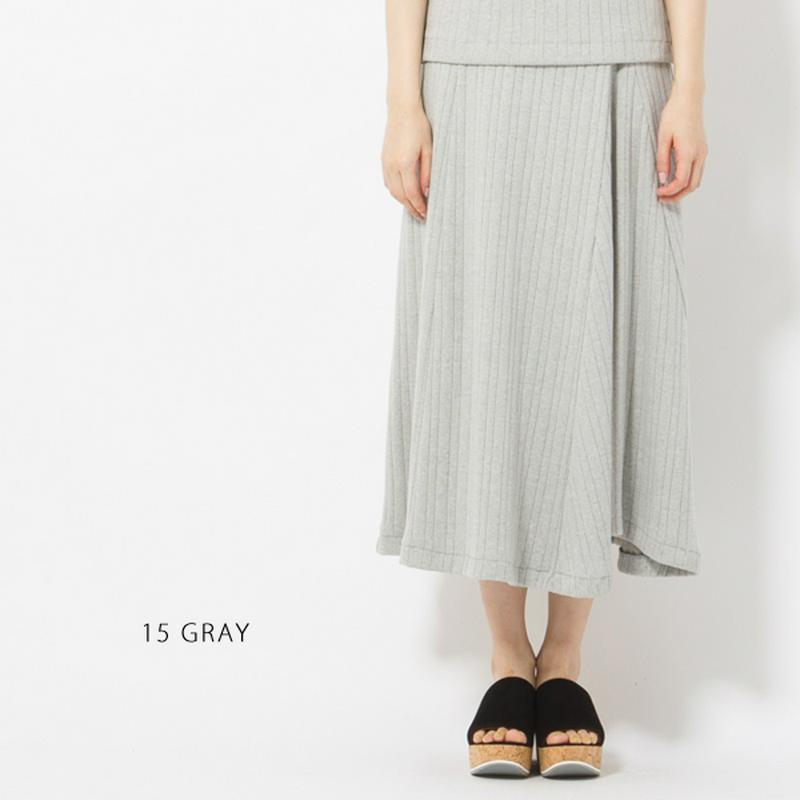 ミディ丈リブニットスカート 送料無料 スカート ニットスカート ミディ丈 リブ 綿100% 春夏