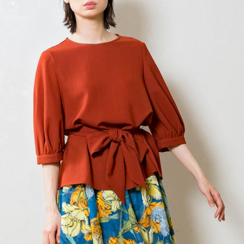 ウエストリボンブラウス