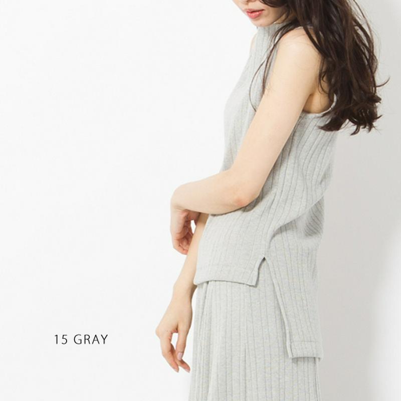 サイドスリットのノースリーブリブニットトップス 送料無料 レディース トップス ニット ノースリーブ リブ スリット 綿100%