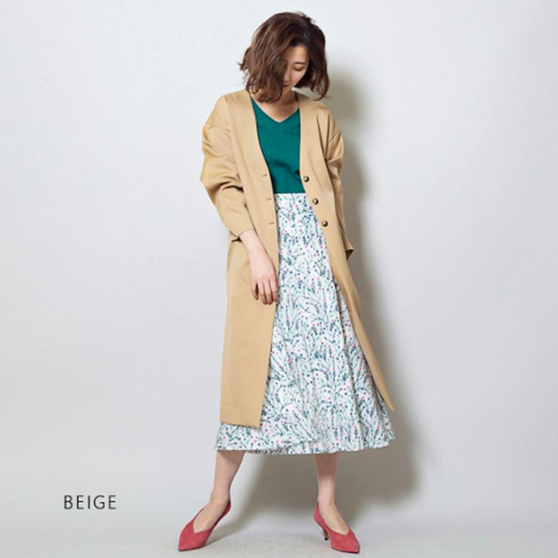 Vネックフェミニンコート