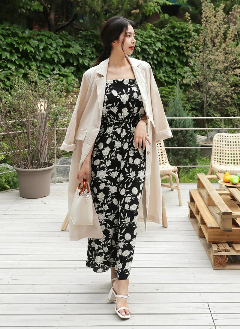 リネンスリーボタンロングジャケット・全2色