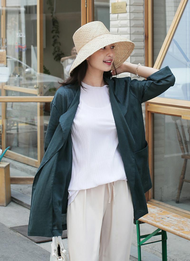 リネン混オープンポケットジャケット・全4色